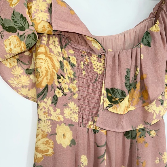 REFORMATION Abelia Dress Floral Off The Shoulder Ruffle Side Slit Maxi Gwenyth - Picture 12 of 15